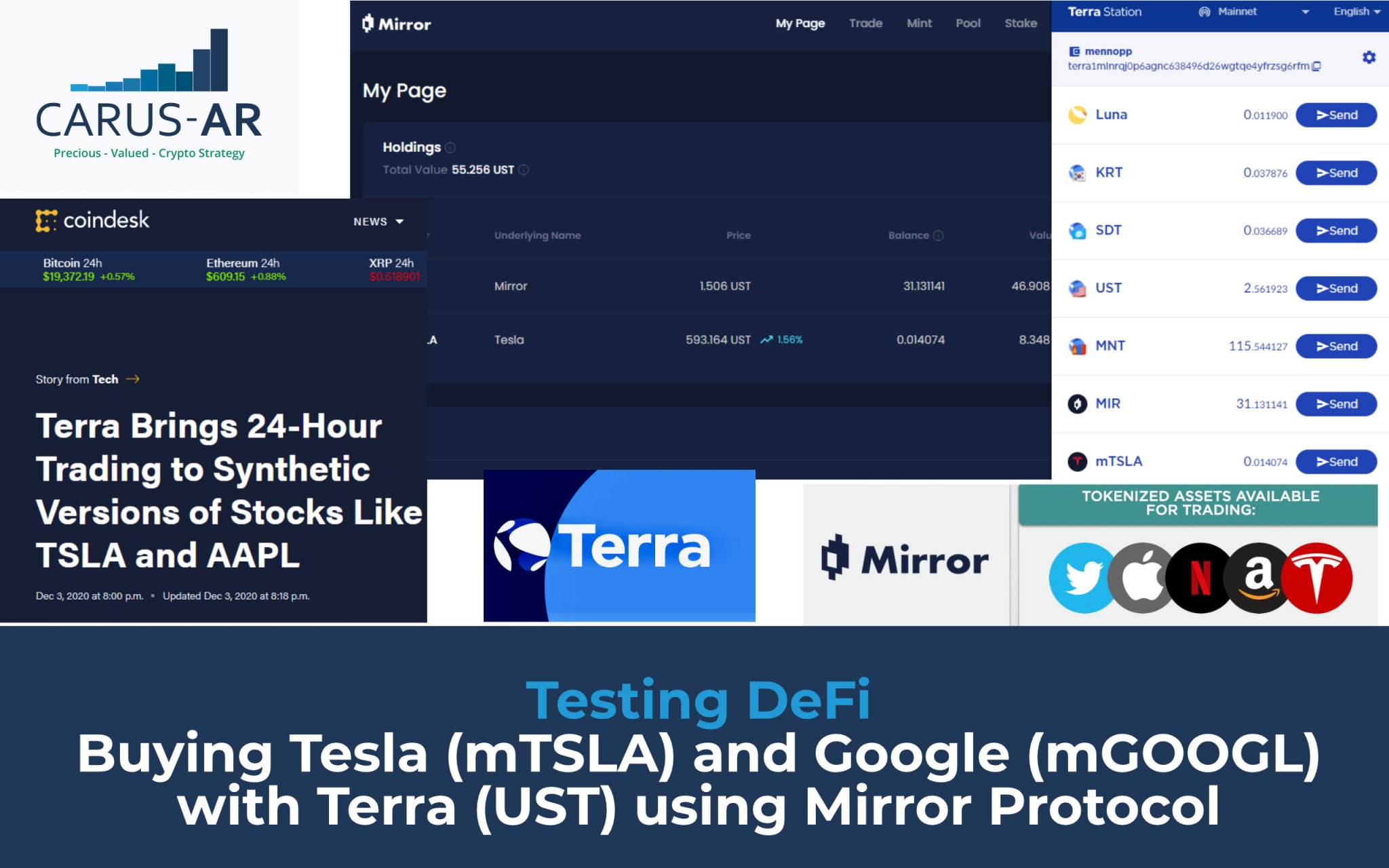 Buying Tesla and Google with UST using Mirror Protocol